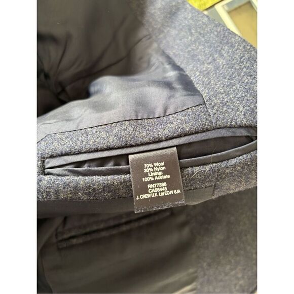 J Crew Men’s blue  leather elbow patch two button sport coat Size 38R - Picture 4 of 12